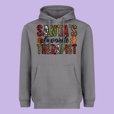 Santa's Favorite Therapist Heavyweight Hoodie Designed By Jasminsmagicworld