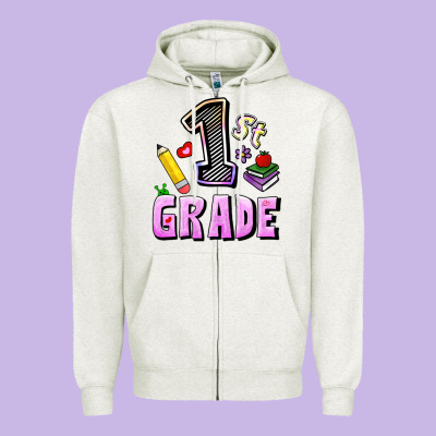 First Grade Zipper Hoodie Designed By Ranaportraitstore