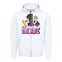 White First Grade Zipper Hoodie - RanaPortraitStore