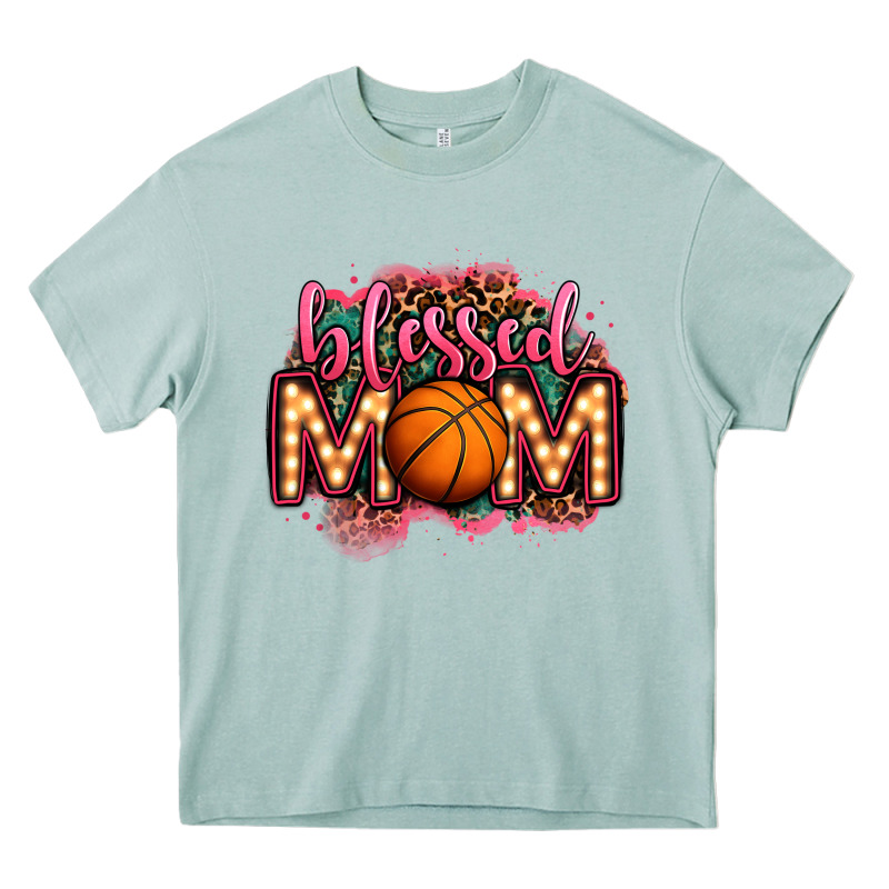 Blessed Basketball Mom Lightbulb Letters Heavy Core Tee by OliviaCreatesArt | Teevron