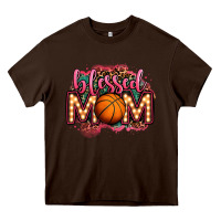 Chocolate Brown blessed basketball mom lightbulb letters Heavy Core Tee - OliviaCreatesArt