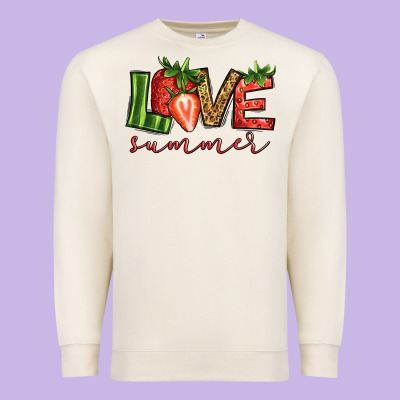 Love Summer Strawberry Premium Sweatshirt Designed By Jasminsmagicworld