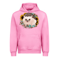 Fuchsia Pink hedgehog with sunflowers and leopard Urban Hoodie - Jasminsmagicworld