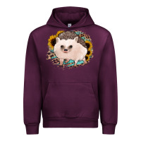 Mauve Wine hedgehog with sunflowers and leopard Urban Hoodie - Jasminsmagicworld