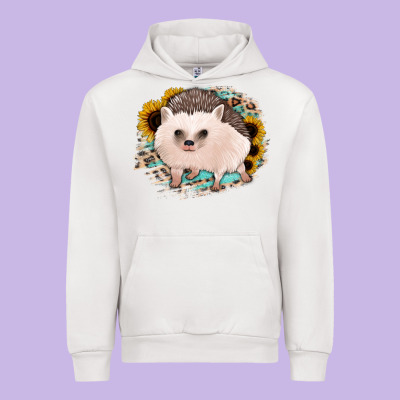 Hedgehog With Sunflowers And Leopard Urban Hoodie Designed By Jasminsmagicworld