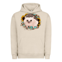 Pigment French Oak hedgehog with sunflowers and leopard Urban Hoodie - Jasminsmagicworld