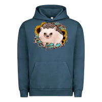 Pigment Midnight Navy hedgehog with sunflowers and leopard Urban Hoodie - Jasminsmagicworld