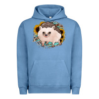 Pigment Pebble Blue hedgehog with sunflowers and leopard Urban Hoodie - Jasminsmagicworld