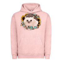 Pigment Salmon hedgehog with sunflowers and leopard Urban Hoodie - Jasminsmagicworld