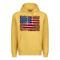 Antique Gold american flag and leopard Premium Hoodie - Artiststas