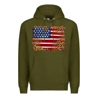 Army Green american flag and leopard Premium Hoodie - Artiststas