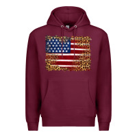 Burgundy american flag and leopard Premium Hoodie - Artiststas