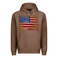 Chestnut american flag and leopard Premium Hoodie - Artiststas