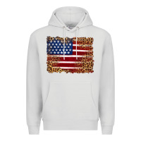 Dove Grey american flag and leopard Premium Hoodie - Artiststas