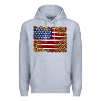 Heather Grey american flag and leopard Premium Hoodie - Artiststas