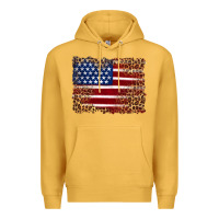 Mustard american flag and leopard Premium Hoodie - Artiststas