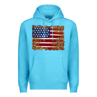 Ocean Blue american flag and leopard Premium Hoodie - Artiststas