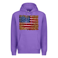 Purple american flag and leopard Premium Hoodie - Artiststas