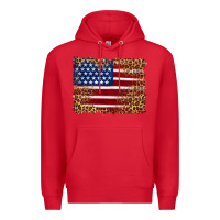 Red american flag and leopard Premium Hoodie - Artiststas