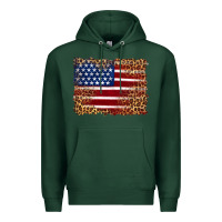 Sports Green american flag and leopard Premium Hoodie - Artiststas