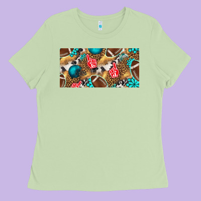 American  Football With Turquoise License Plate Ladies Tee Designed By Bundleandbundleshop