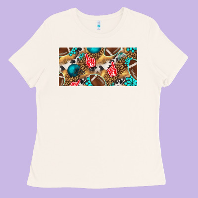 American  Football With Turquoise License Plate Ladies Tee Designed By Bundleandbundleshop