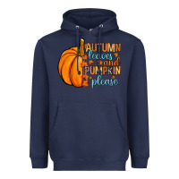 Navy Autumn leaves and pumpkin please Heavyweight Hoodie - RanaPortraitStore