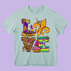 Mardi Gras Love Olivia Heavy Core Tee Designed By Oliviacreatesart