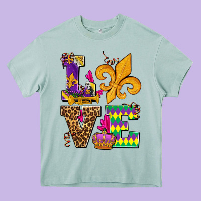 Mardi Gras Love Olivia Heavy Core Tee Designed By Oliviacreatesart