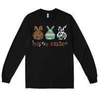 Black Happy Easter Long Sleeve Tee - CowhideDigitalArt
