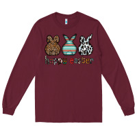 Burgundy Happy Easter Long Sleeve Tee - CowhideDigitalArt