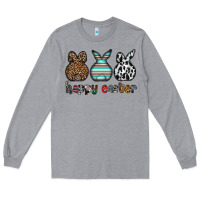 Heather Grey Happy Easter Long Sleeve Tee - CowhideDigitalArt