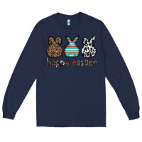 Navy Happy Easter Long Sleeve Tee - CowhideDigitalArt