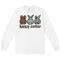 White Happy Easter Long Sleeve Tee - CowhideDigitalArt
