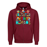 Burgundy Educator of tiny humans Zipper Hoodie - RanaPortraitStore