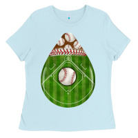 Baby Blue baseball and western roses teardrop Ladies Tee - BundleAndBundleShop