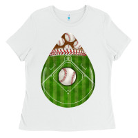 White baseball and western roses teardrop Ladies Tee - BundleAndBundleShop