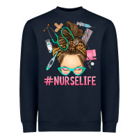 Messy Bun Nurse Life Heavyweight Sweatshirt | Teevron