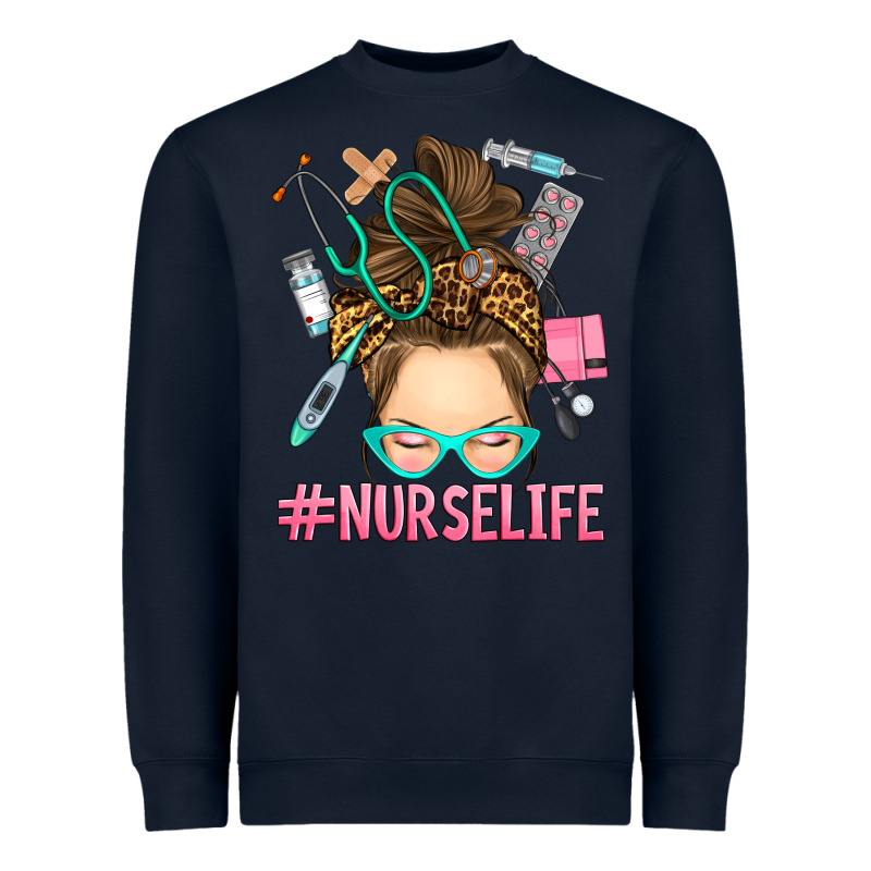 Messy Bun Nurse Life Heavyweight Sweatshirt by RanaPortraitStore | Teevron