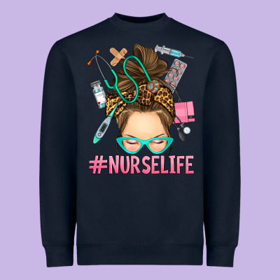 Messy Bun Nurse Life Heavyweight Sweatshirt Designed By Ranaportraitstore