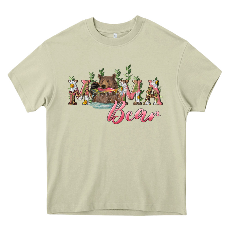 Mama Bear With Daisy Heavy Core Tee by RanaPortraitStore | Teevron