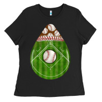 Black baseball and western roses teardrop Ladies Tee - BundleAndBundleShop
