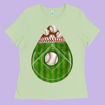 Baseball And Western Roses Teardrop Ladies Tee Designed By Bundleandbundleshop