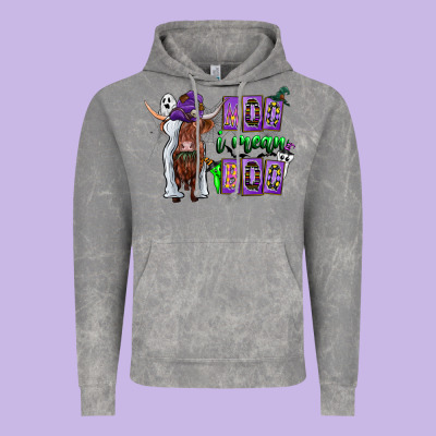 Moo I Mean Boo Vintage Hoodie Designed By Cowhidedigitalart