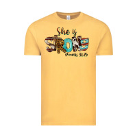 Vintage Mustard She Is Strong Proverbs 31 25 Vintage Tee - FaDigitalArtStudio