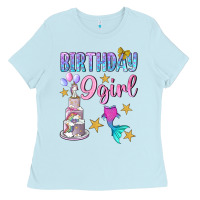 Baby Blue Birthday Girl 9 Ladies Tee - BundleAndBundleShop