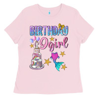 Bubblegum Pink Birthday Girl 9 Ladies Tee - BundleAndBundleShop