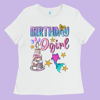 Birthday Girl 9 Ladies Tee Designed By Bundleandbundleshop
