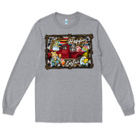 Heather Grey Happy Easter Long Sleeve Tee - CowhideDigitalArt