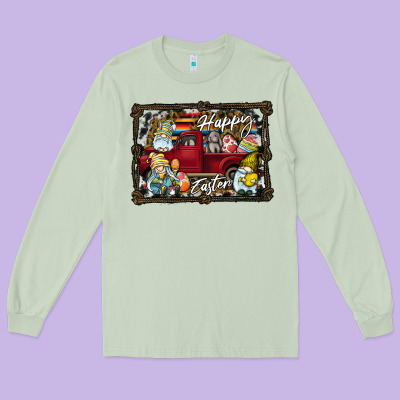 Happy Easter Long Sleeve Tee Designed By Cowhidedigitalart